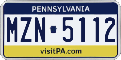 PA license plate MZN5112