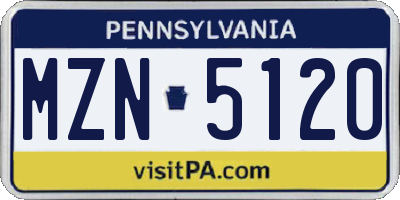 PA license plate MZN5120