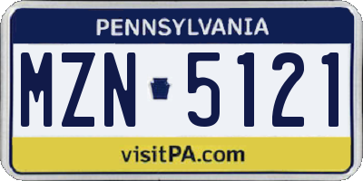 PA license plate MZN5121