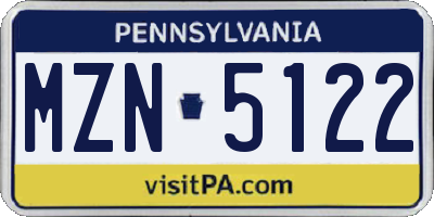 PA license plate MZN5122