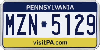 PA license plate MZN5129