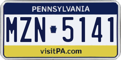PA license plate MZN5141