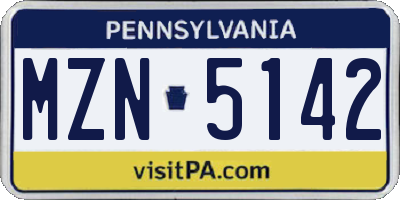 PA license plate MZN5142