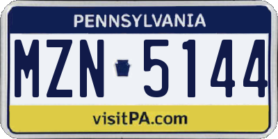 PA license plate MZN5144