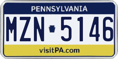 PA license plate MZN5146