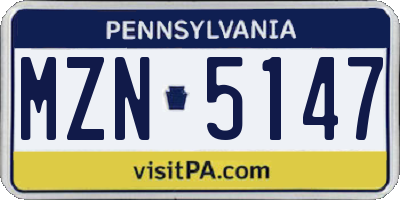 PA license plate MZN5147