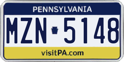 PA license plate MZN5148