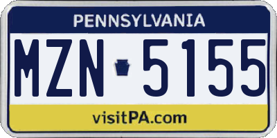 PA license plate MZN5155