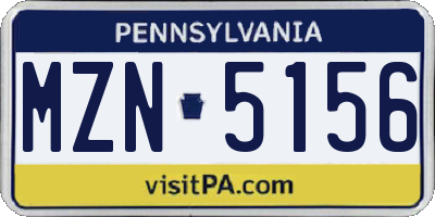 PA license plate MZN5156