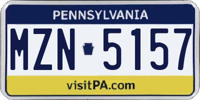 PA license plate MZN5157