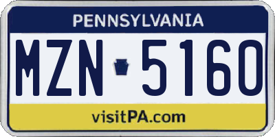 PA license plate MZN5160