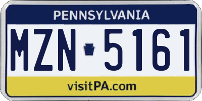 PA license plate MZN5161