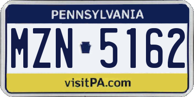 PA license plate MZN5162