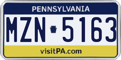 PA license plate MZN5163