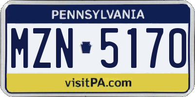 PA license plate MZN5170