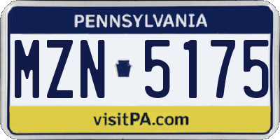 PA license plate MZN5175