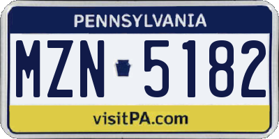 PA license plate MZN5182