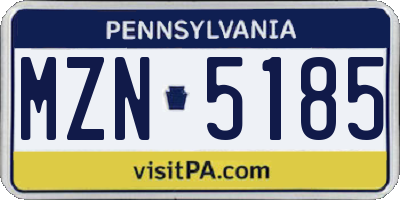 PA license plate MZN5185