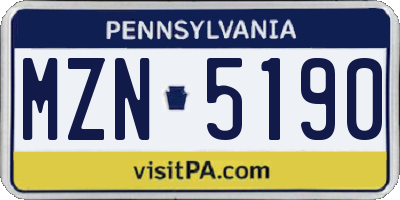 PA license plate MZN5190