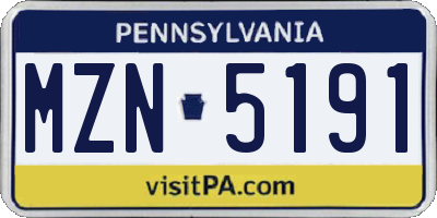 PA license plate MZN5191