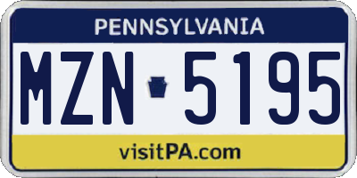 PA license plate MZN5195