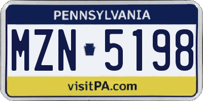 PA license plate MZN5198