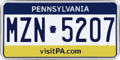 PA license plate MZN5207