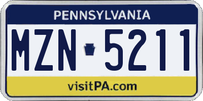 PA license plate MZN5211
