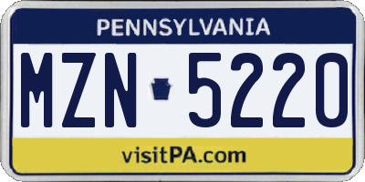 PA license plate MZN5220