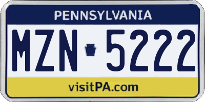 PA license plate MZN5222