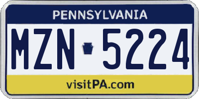 PA license plate MZN5224