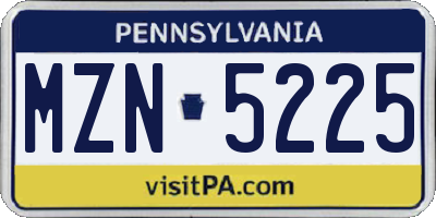PA license plate MZN5225