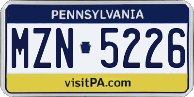 PA license plate MZN5226