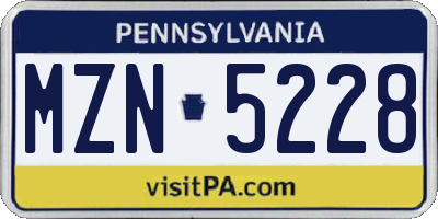 PA license plate MZN5228