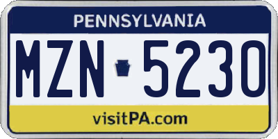 PA license plate MZN5230