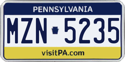 PA license plate MZN5235