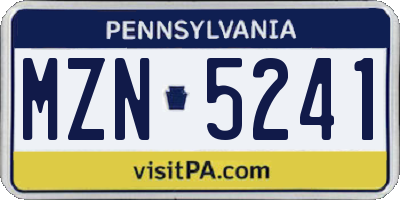 PA license plate MZN5241