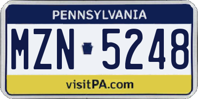 PA license plate MZN5248