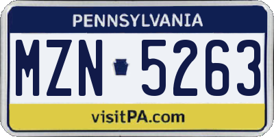PA license plate MZN5263