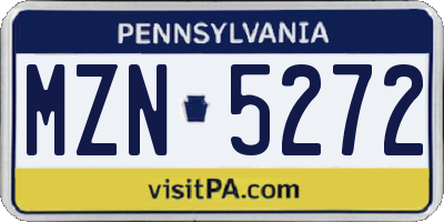 PA license plate MZN5272