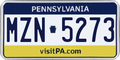 PA license plate MZN5273