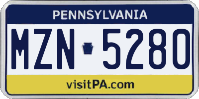 PA license plate MZN5280