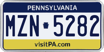 PA license plate MZN5282