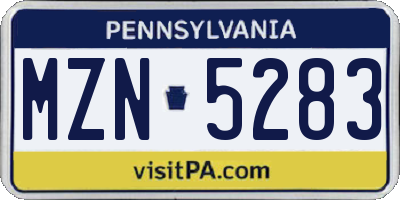 PA license plate MZN5283