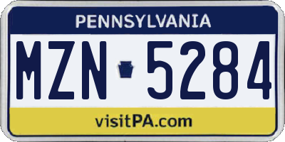 PA license plate MZN5284