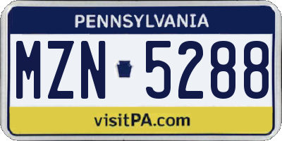 PA license plate MZN5288