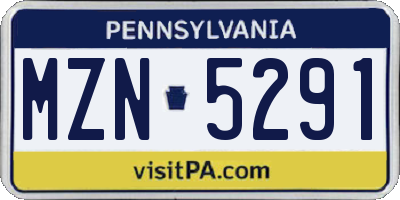 PA license plate MZN5291