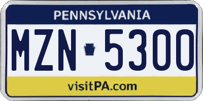 PA license plate MZN5300