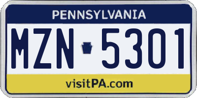PA license plate MZN5301