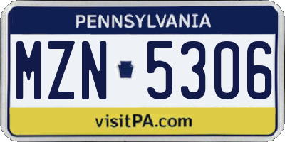 PA license plate MZN5306